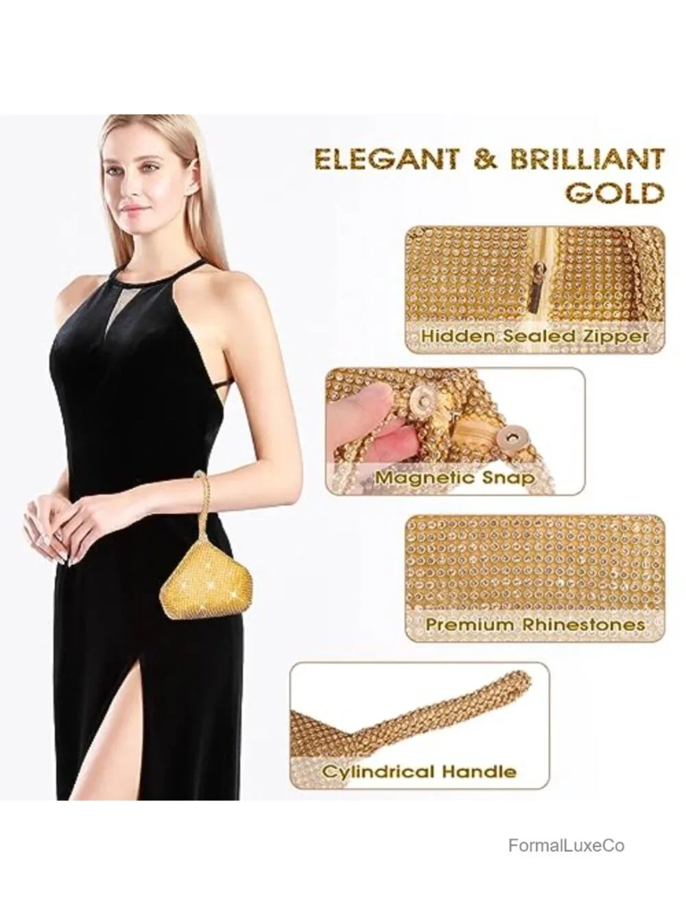 Rhinestone Evening Clutch Bag for Wedding Prom Cocktail Party
